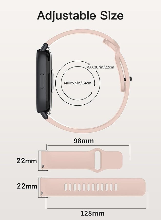 Wffo 3 Pcs Silicone Strap Compatible with Redmi Watch 5 Active/Redmi Watch 5 Lite - Soft Silicone Breathable Strap Sport Band for Men Women (Light Pink/White/Ink Blue) - Image 3